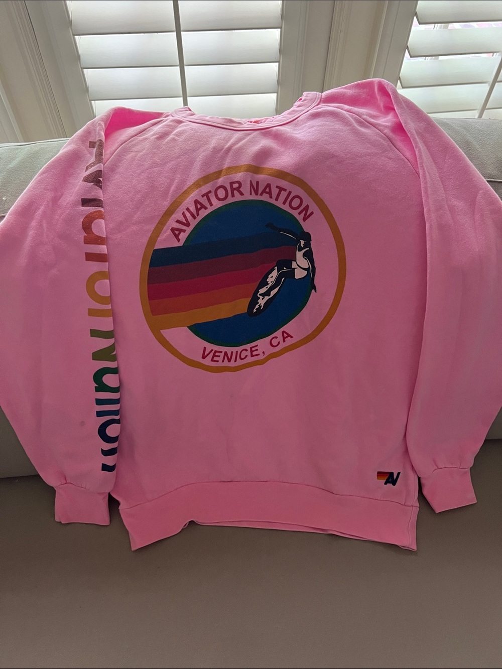 Aviator Nation Pink Venice Logo Crewneck Sweatshirt